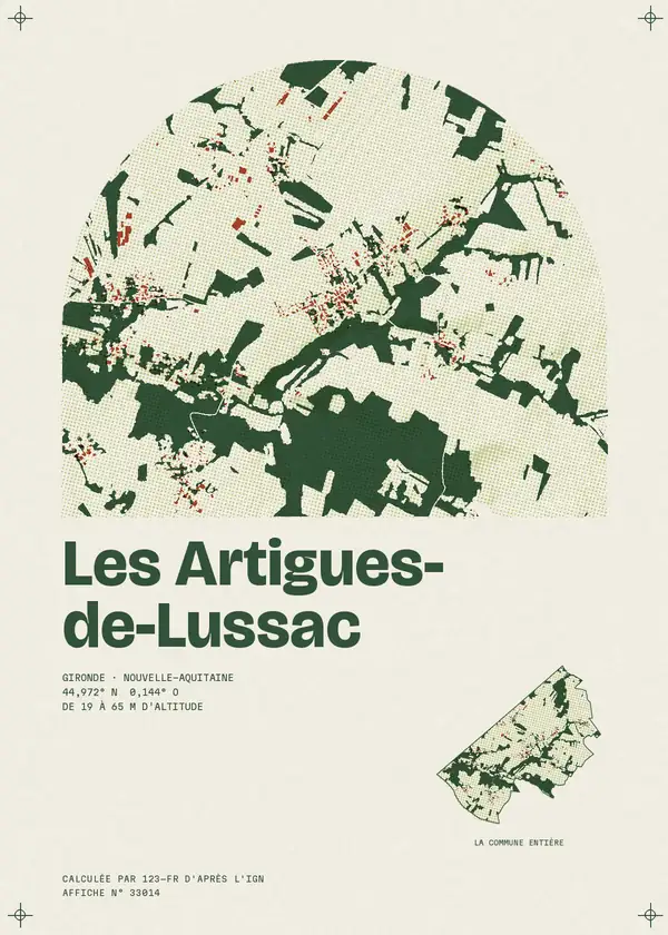 Affiche de Les Artigues-de-Lussac, calculée par 123-fr d'après l'IGN