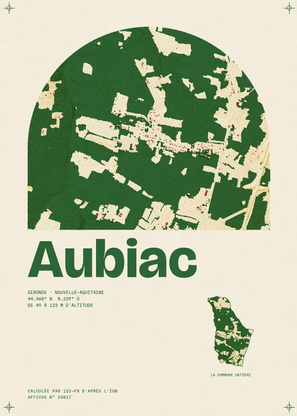 Affiche de Aubiac, calculée par 123-fr d'après l'IGN