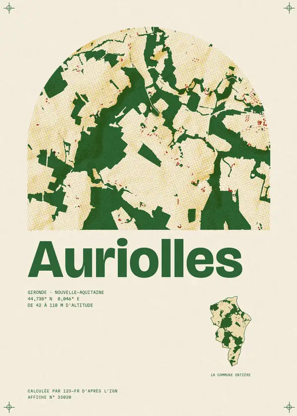 Affiche de Auriolles, calculée par 123-fr d'après l'IGN