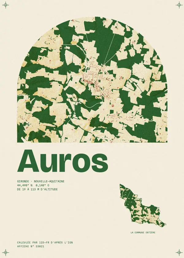 Affiche de Auros, calculée par 123-fr d'après l'IGN