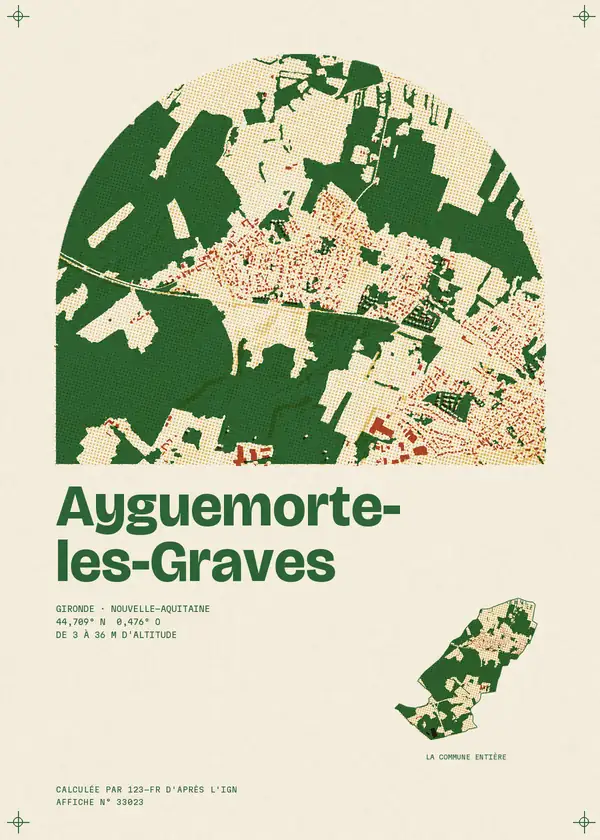 Affiche de Ayguemorte-les-Graves, calculée par 123-fr d'après l'IGN