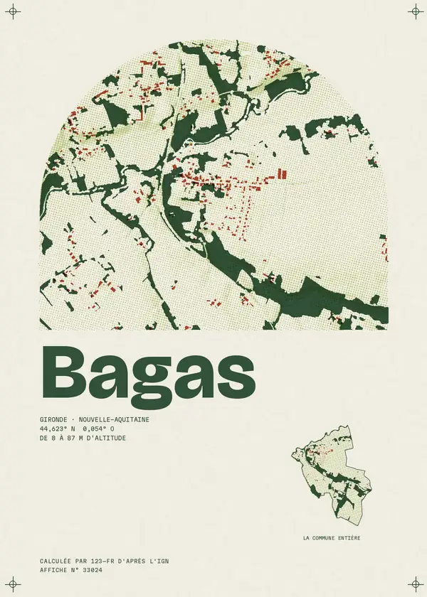 Affiche de Bagas, calculée par 123-fr d'après l'IGN