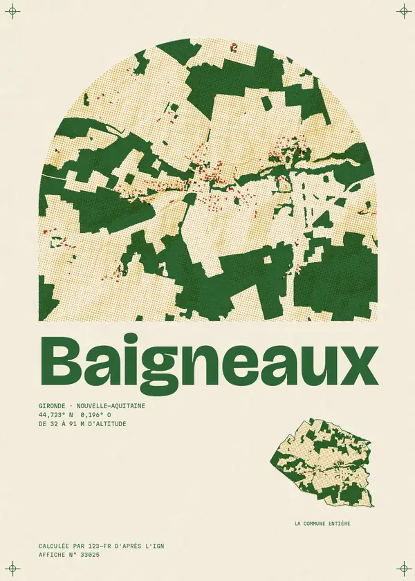 Affiche de Baigneaux, calculée par 123-fr d'après l'IGN