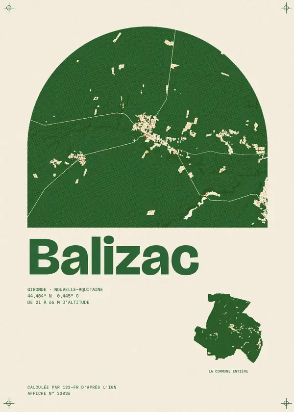 Affiche de Balizac, calculée par 123-fr d'après l'IGN