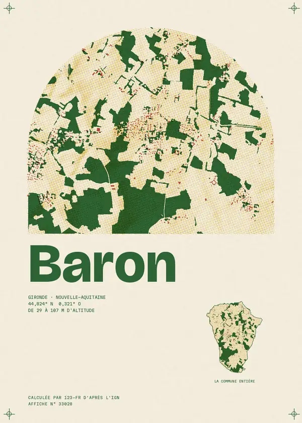 Affiche de Baron, calculée par 123-fr d'après l'IGN