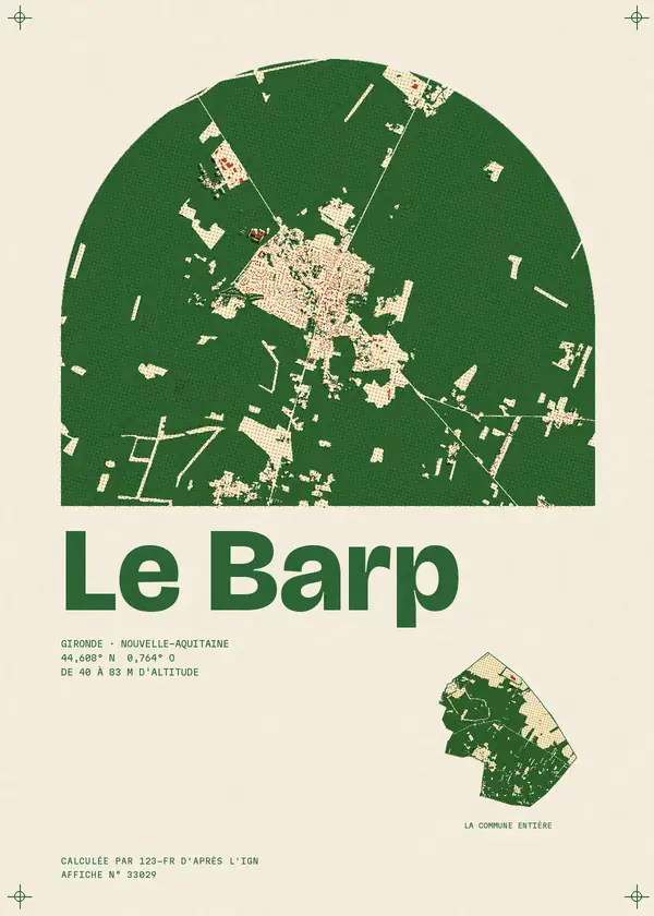 Affiche de Le Barp, calculée par 123-fr d'après l'IGN