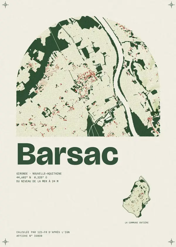 Affiche de Barsac, calculée par 123-fr d'après l'IGN