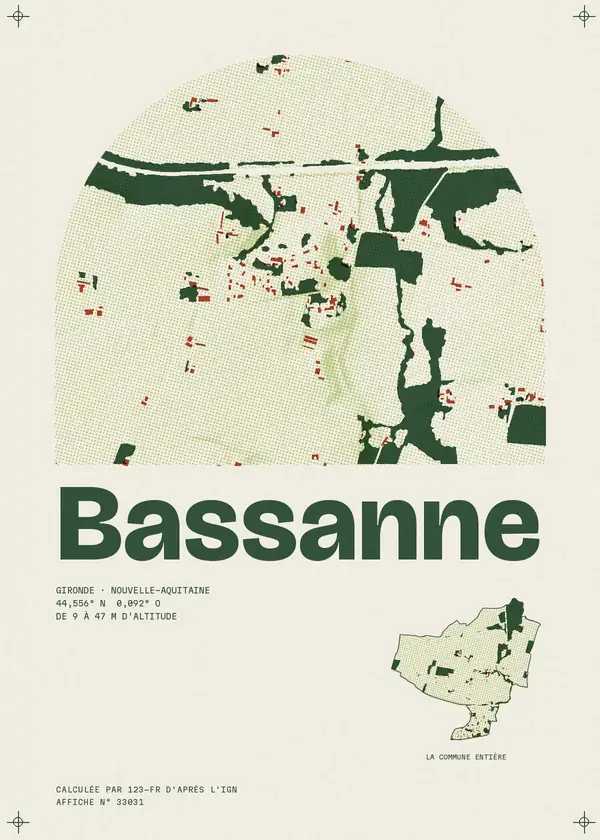 Affiche de Bassanne, calculée par 123-fr d'après l'IGN