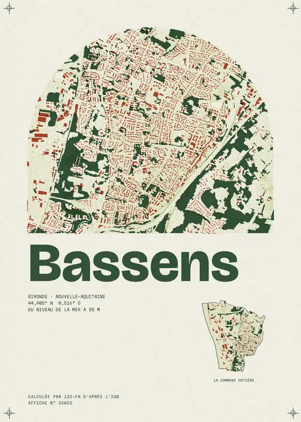 Affiche de Bassens, calculée par 123-fr d'après l'IGN