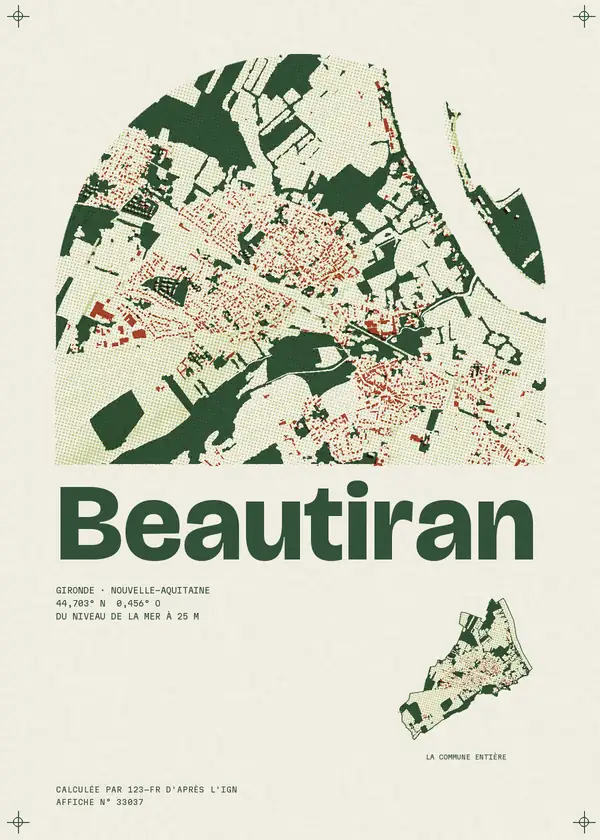 Affiche de Beautiran, calculée par 123-fr d'après l'IGN