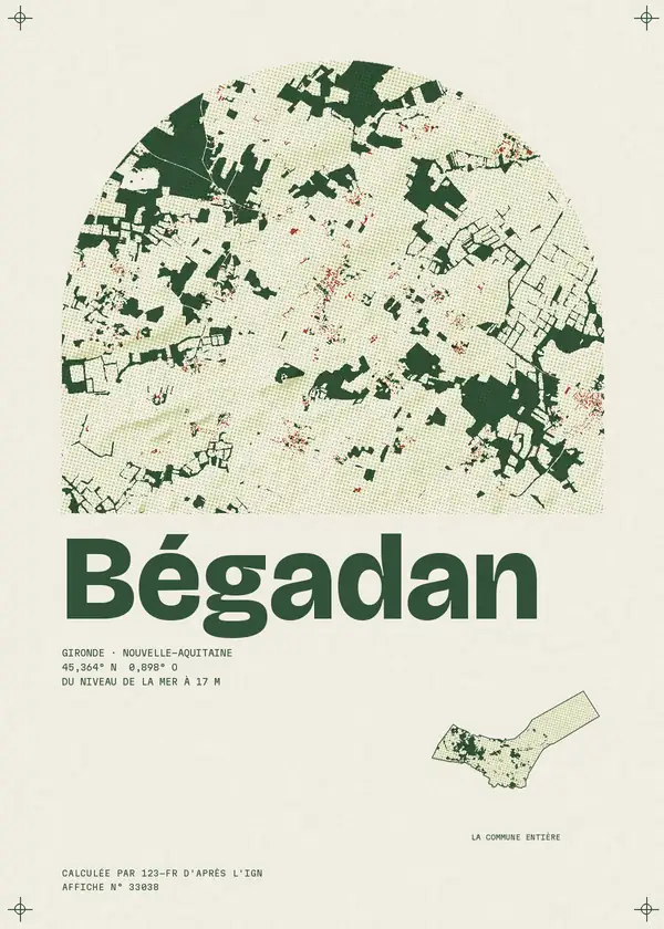 Affiche de Bégadan, calculée par 123-fr d'après l'IGN