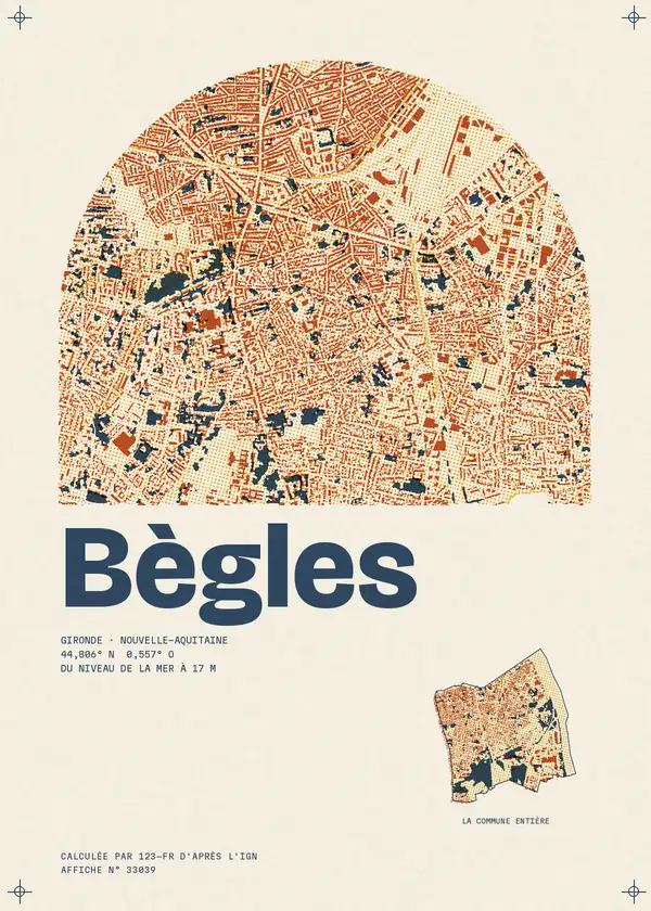 Affiche de Bègles, calculée par 123-fr d'après l'IGN
