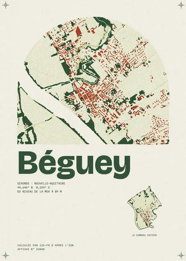 Affiche de Béguey, calculée par 123-fr d'après l'IGN