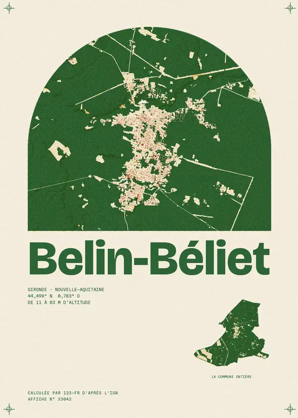 Affiche de Belin-Béliet, calculée par 123-fr d'après l'IGN