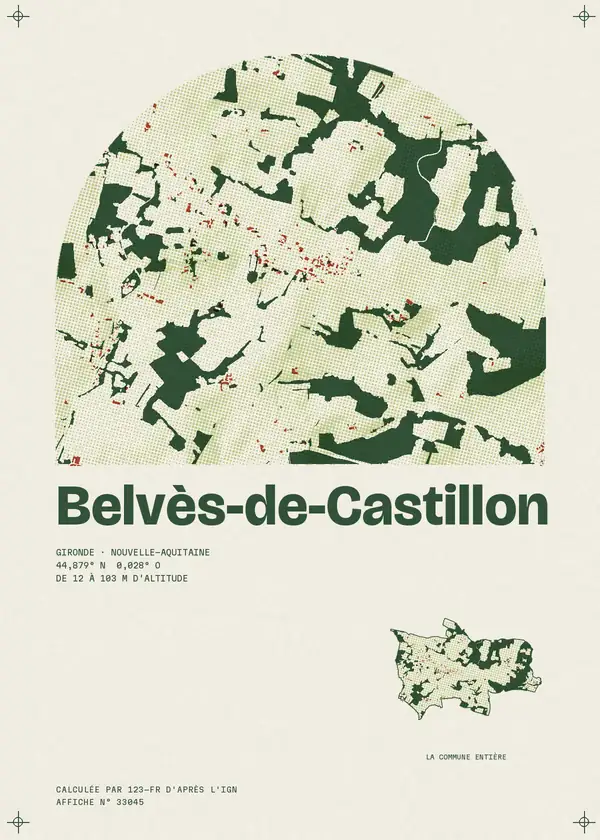 Affiche de Belvès-de-Castillon, calculée par 123-fr d'après l'IGN