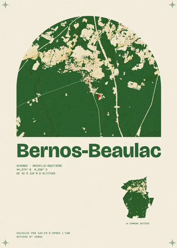 Affiche de Bernos-Beaulac, calculée par 123-fr d'après l'IGN
