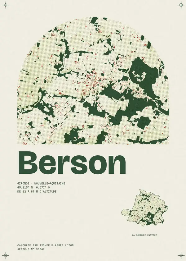 Affiche de Berson, calculée par 123-fr d'après l'IGN