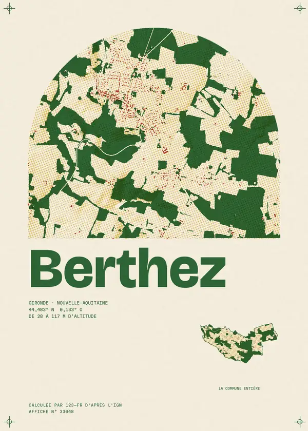 Affiche de Berthez, calculée par 123-fr d'après l'IGN