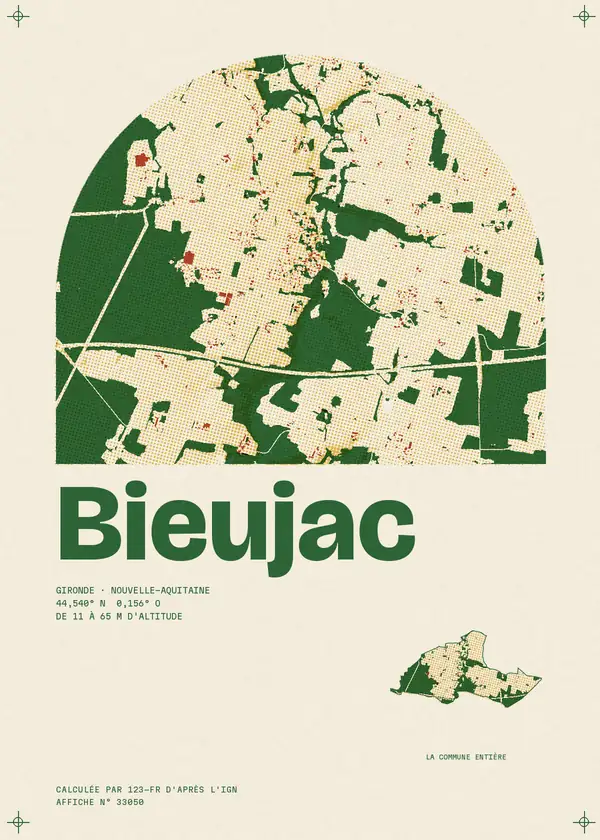 Affiche de Bieujac, calculée par 123-fr d'après l'IGN