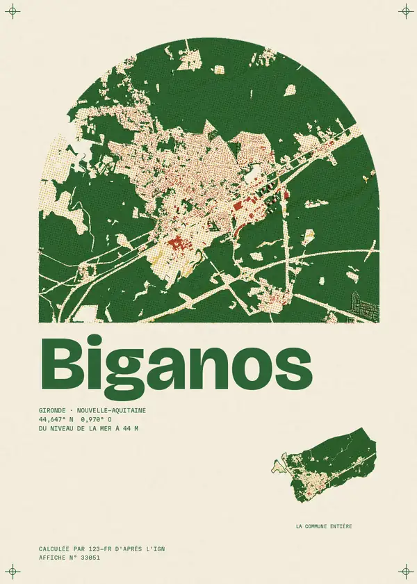 Affiche de Biganos, calculée par 123-fr d'après l'IGN