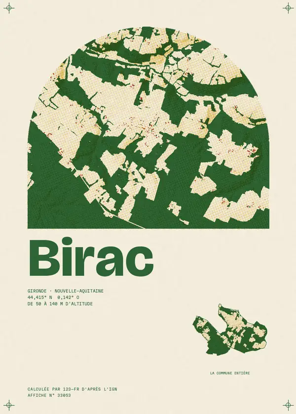 Affiche de Birac, calculée par 123-fr d'après l'IGN