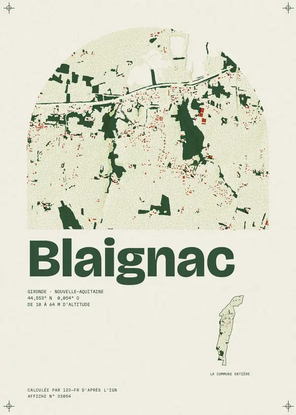 Affiche de Blaignac, calculée par 123-fr d'après l'IGN