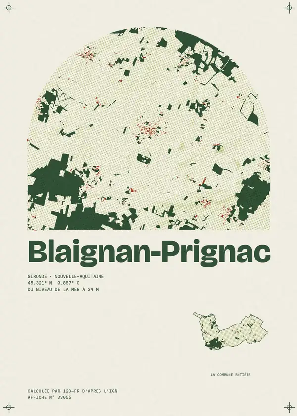 Affiche de Blaignan-Prignac, calculée par 123-fr d'après l'IGN