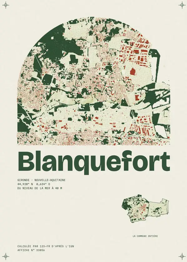 Affiche de Blanquefort, calculée par 123-fr d'après l'IGN