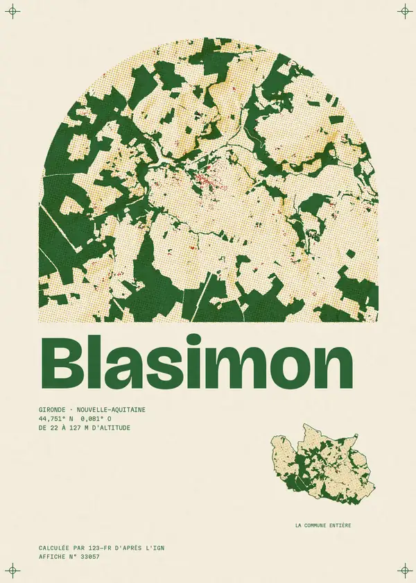 Affiche de Blasimon, calculée par 123-fr d'après l'IGN
