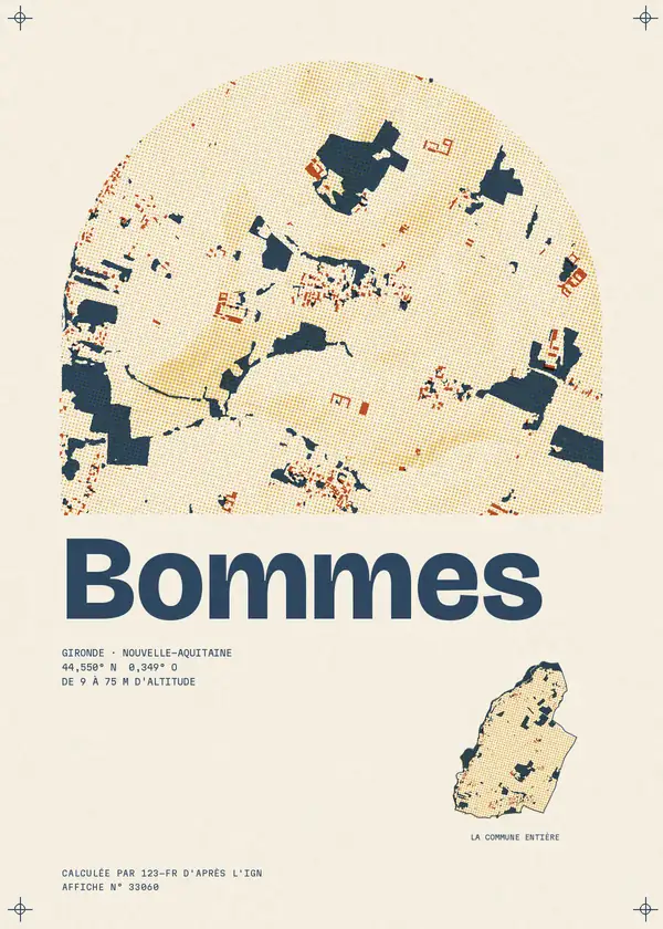 Affiche de Bommes, calculée par 123-fr d'après l'IGN