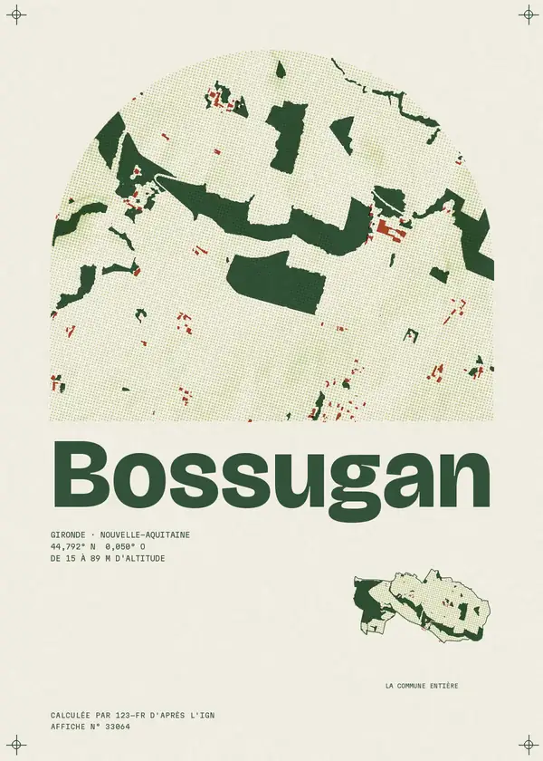 Affiche de Bossugan, calculée par 123-fr d'après l'IGN