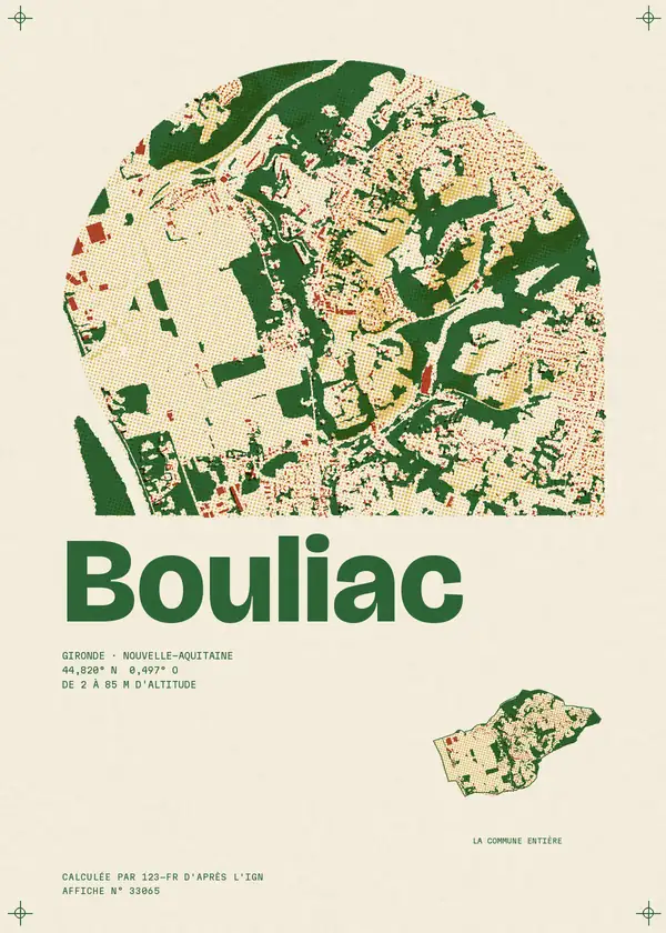 Affiche de Bouliac, calculée par 123-fr d'après l'IGN