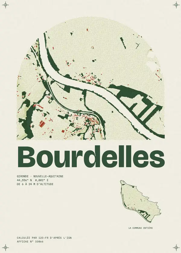Affiche de Bourdelles, calculée par 123-fr d'après l'IGN