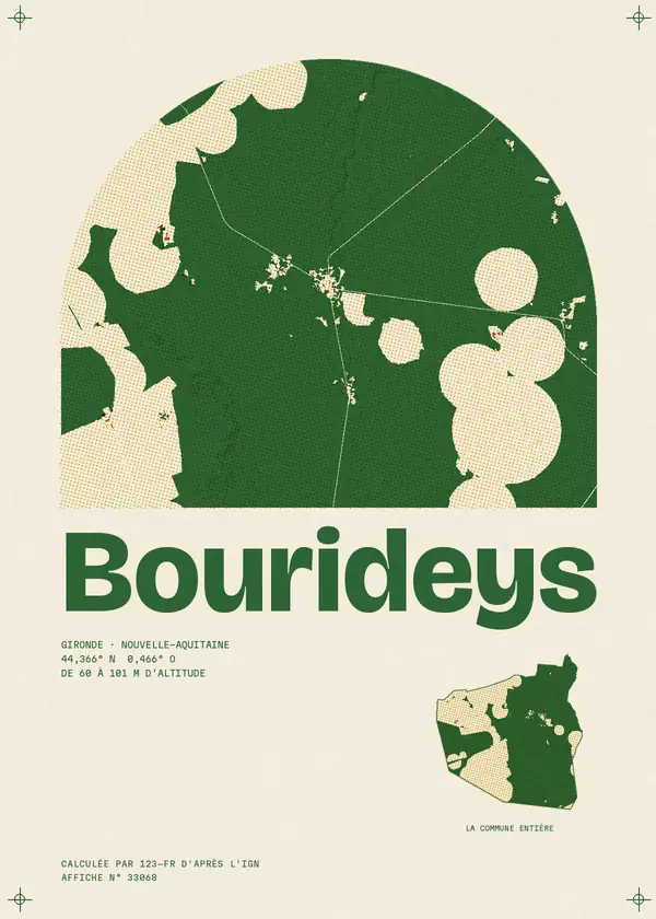 Affiche de Bourideys, calculée par 123-fr d'après l'IGN