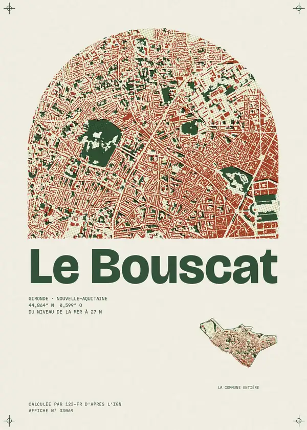 Affiche de Le Bouscat, calculée par 123-fr d'après l'IGN