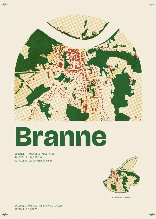 Affiche de Branne, calculée par 123-fr d'après l'IGN
