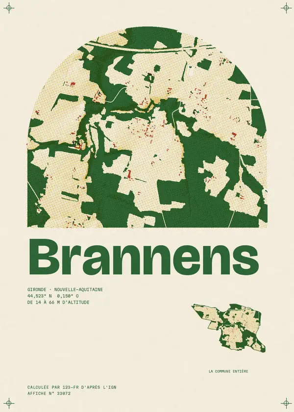 Affiche de Brannens, calculée par 123-fr d'après l'IGN