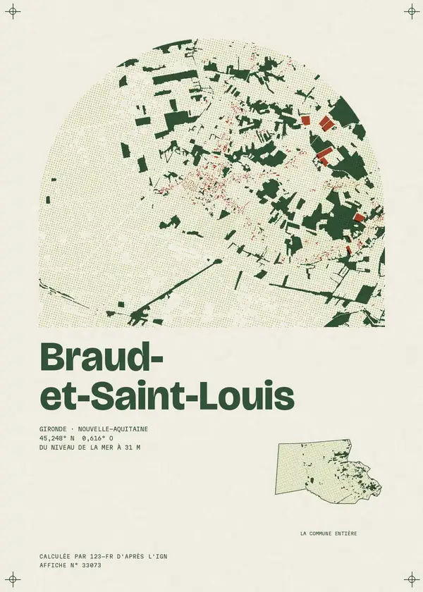 Affiche de Braud-et-Saint-Louis, calculée par 123-fr d'après l'IGN