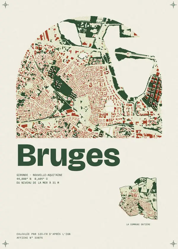 Affiche de Bruges, calculée par 123-fr d'après l'IGN