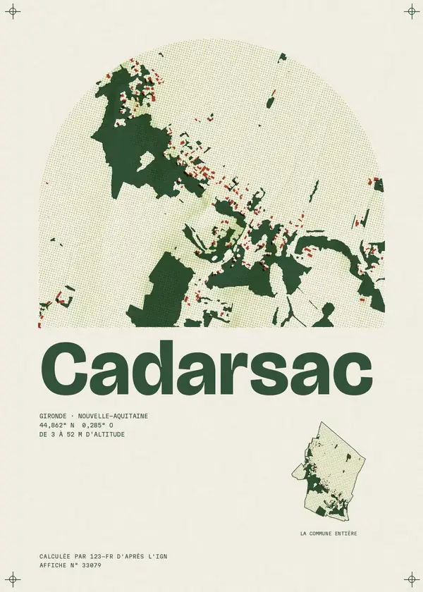 Affiche de Cadarsac, calculée par 123-fr d'après l'IGN
