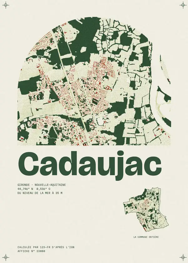 Affiche de Cadaujac, calculée par 123-fr d'après l'IGN