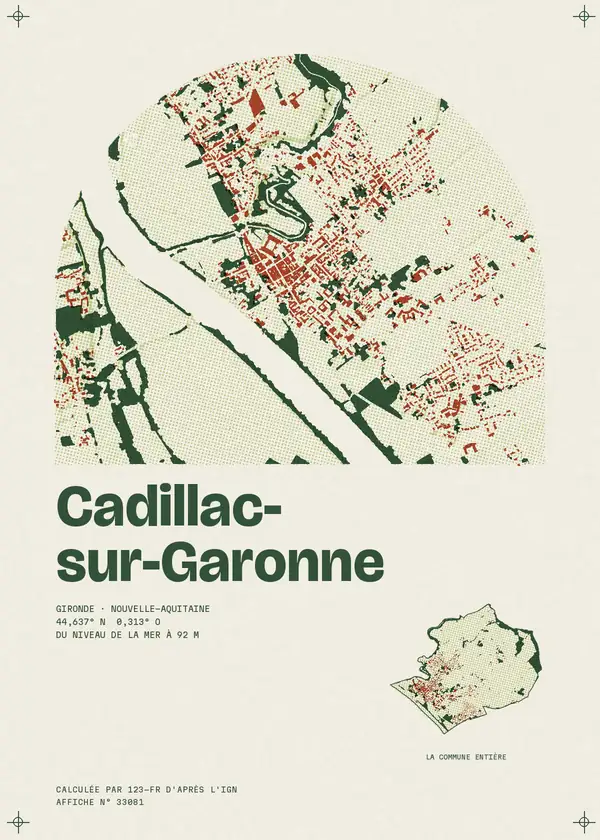Affiche de Cadillac-sur-Garonne, calculée par 123-fr d'après l'IGN