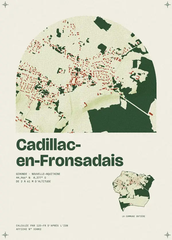 Affiche de Cadillac-en-Fronsadais, calculée par 123-fr d'après l'IGN