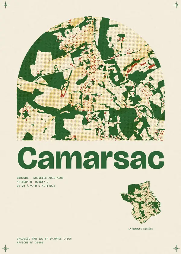 Affiche de Camarsac, calculée par 123-fr d'après l'IGN