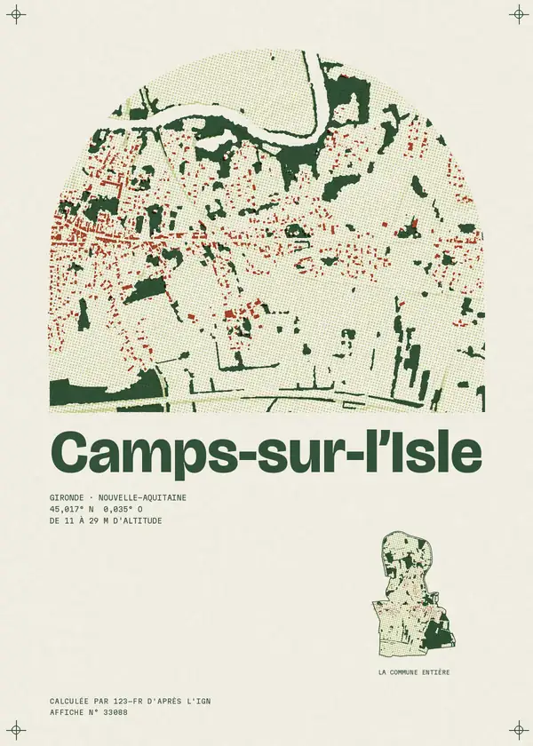 Affiche de Camps-sur-l'Isle, calculée par 123-fr d'après l'IGN