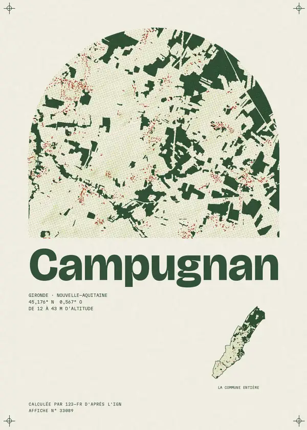 Affiche de Campugnan, calculée par 123-fr d'après l'IGN