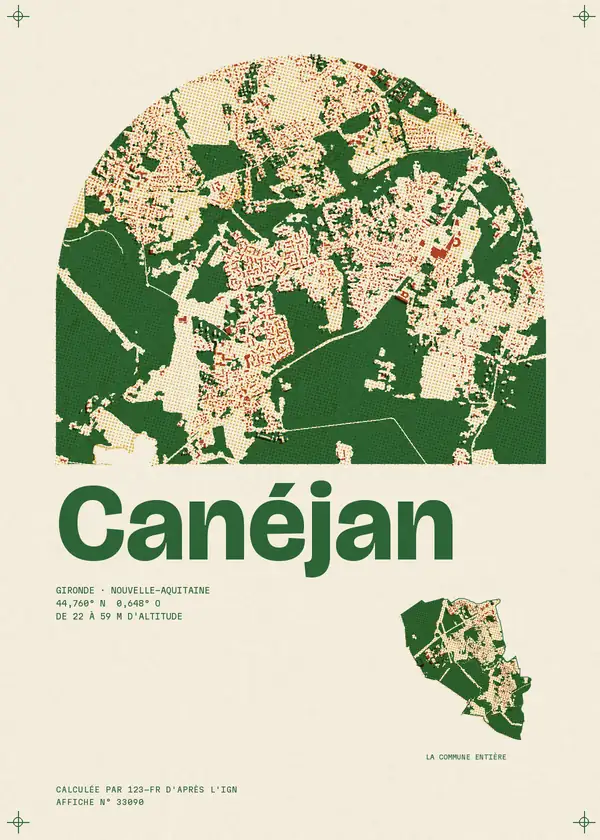 Affiche de Canéjan, calculée par 123-fr d'après l'IGN