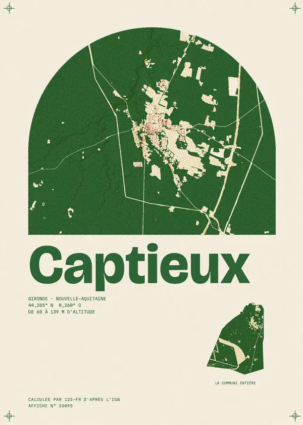 Affiche de Captieux, calculée par 123-fr d'après l'IGN