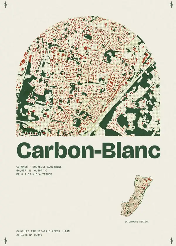 Affiche de Carbon-Blanc, calculée par 123-fr d'après l'IGN