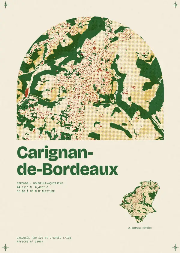 Affiche de Carignan-de-Bordeaux, calculée par 123-fr d'après l'IGN